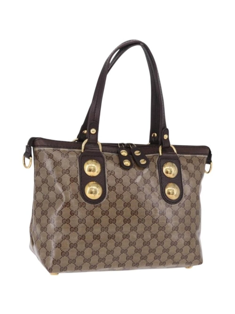 GUCCI GG crystal Histeria Tote Bag Coated Canvas Beige Gold 207285